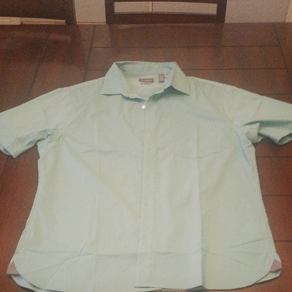 Casual Blue Button Down Shirt with Short Sleeves